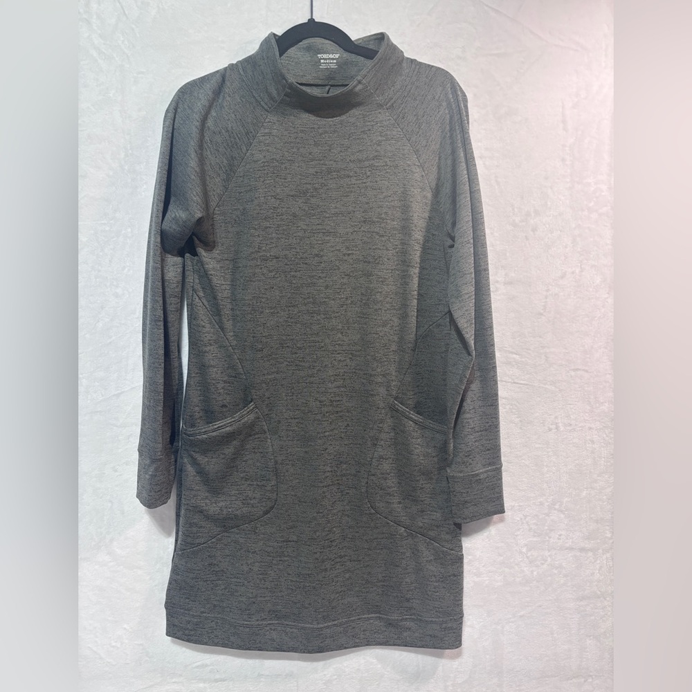 TOAD & CO Sweater Dress Pockets M Charcoal Soft Knit Athleisure Camping Outdoor